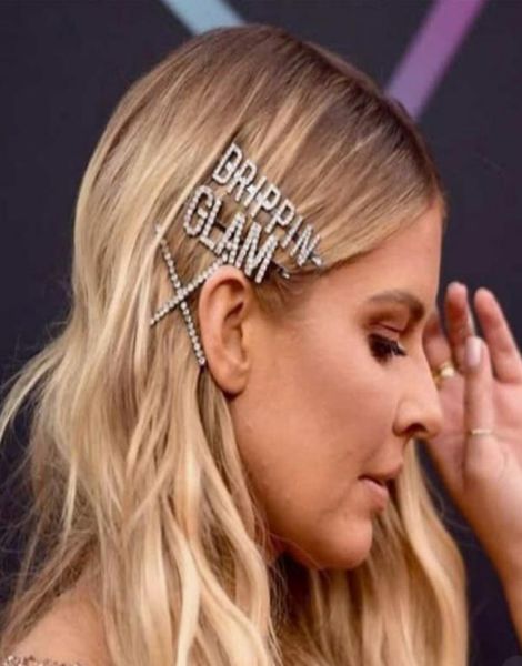 

1pcs rhinestone letter bling hair pins jewelry for women custom crystal hair clips barrettes glam hair accessories6156088, Golden;silver
