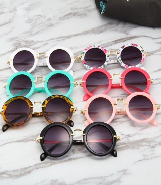 

kids round vintage sunglasses boys sport shade girls flower print eyewear fashion children summer beach sunblock accessories ljjt9847407, White;black