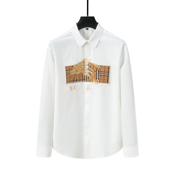 

23ss designer mens casual shirt burrerys mens classic mix and match checker print fashion brand spring summer polo business l &v shirt size, White;black