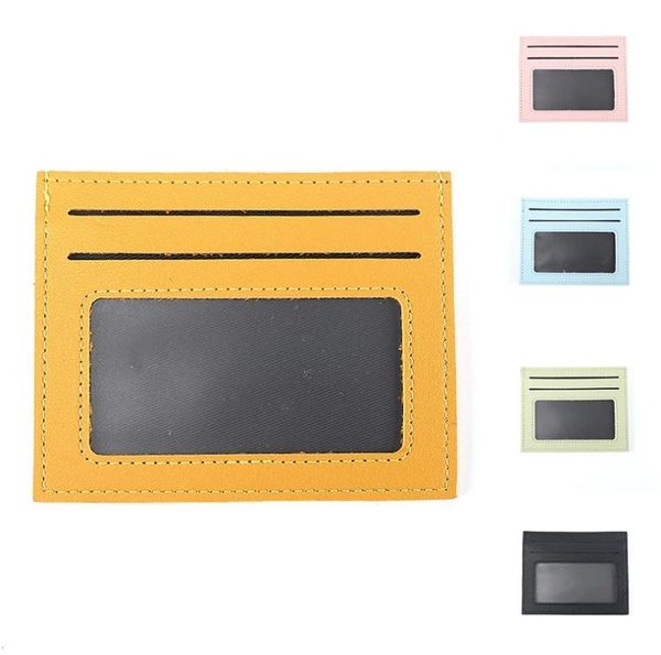 

slim card package blocking leather wallet candy color coin purse money case men women bag zip credit cards storage short wallets1255692, Brown;gray