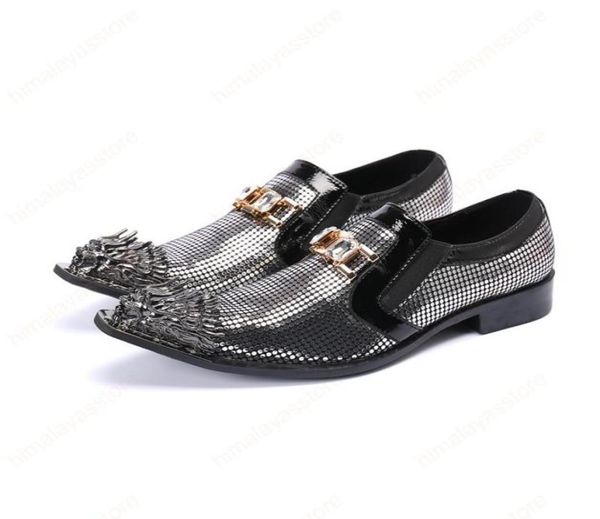 

shining silver sequins men genuine leather shoes wedding party celebration man dress shoes office formal shoes1349574, Black