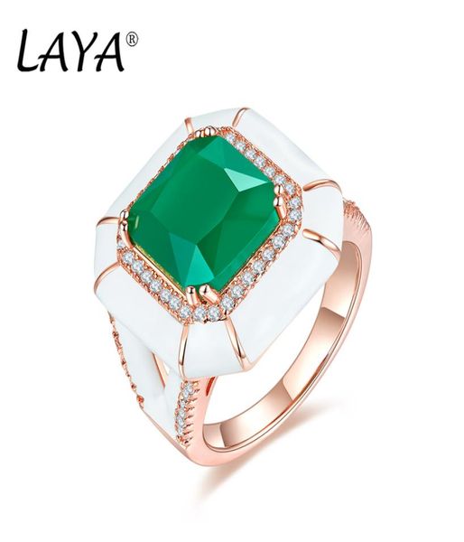 

laya 925 sterling silver solitaire ring for women bohemian style zircon created crystal glass white enamel men neutra3164478, Golden;silver