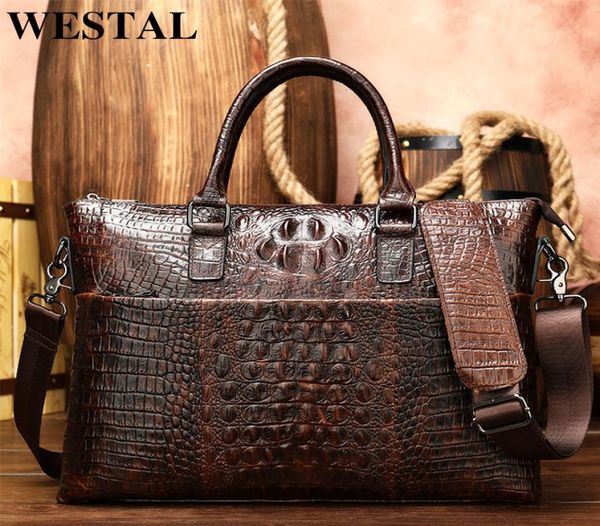 

westal men briefcase men039s bag genuine leather office bags for men lapbag leather briefcase men croco design computer bag4914358