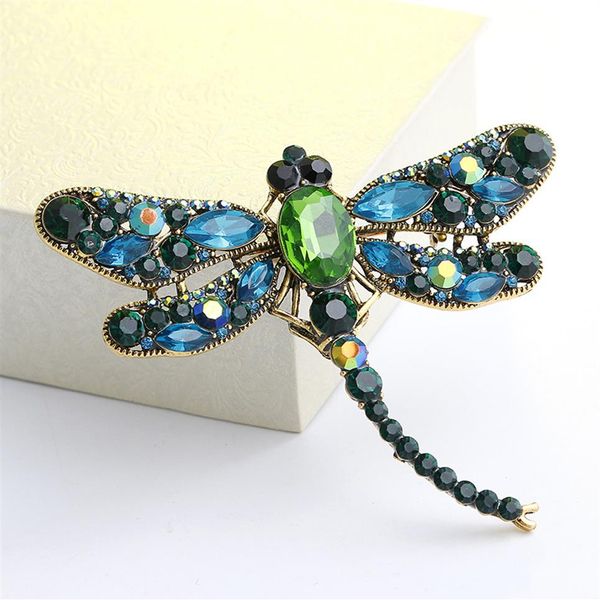 

new fashion rhinestone dragonfly brooch pin decorative garment accessories animal brooches vintage crystal scarf jewelry christmas277m, Gray