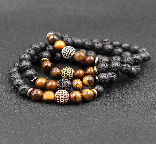 

kimter natural stone bracelet black lava healing balance beads reiki buddha prayer yoga bracelets essential oil diffuser bangle m41085437, Golden;silver