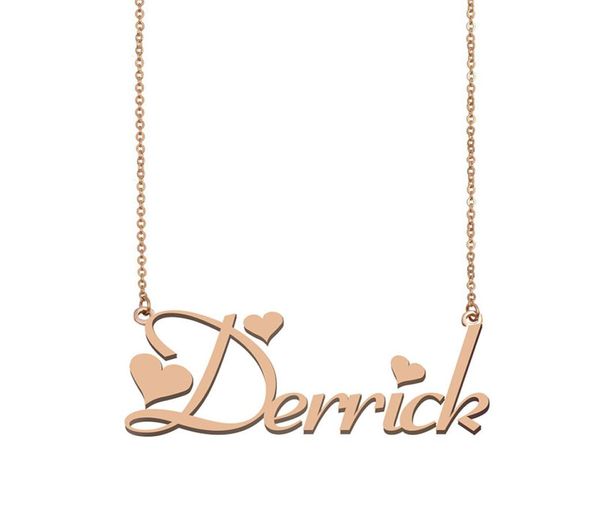 

derrick name necklace pendant for women girls birthday gift custom nameplate kids friends jewelry 18k gold plated stainless s4615398, Silver
