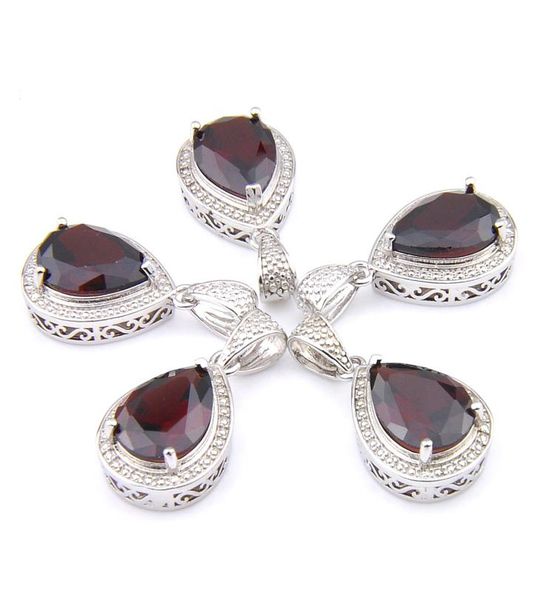 

mix 5 pieces pendants luckyshine shine teardrop shape red garnet gemstone 925 silver pendant necklaces p12961590749