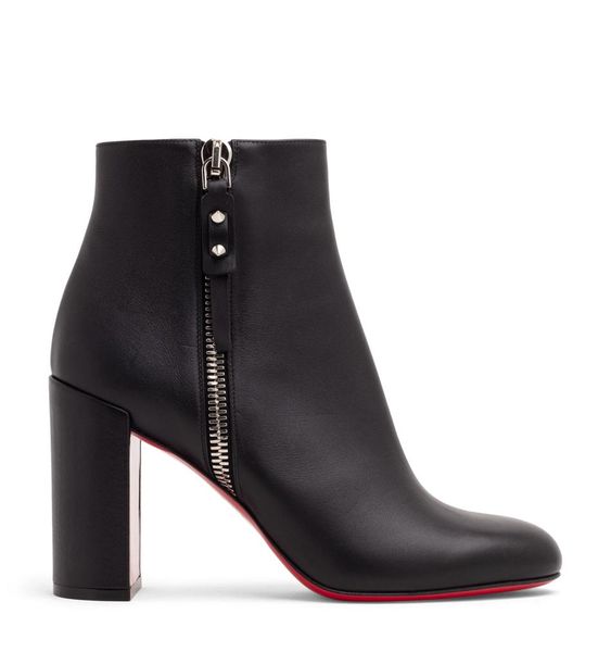 

elegant women winter boot telesiege boots ziptotal bottes ankle bootie chunky heels lady combat booties party,wedding eu35-43,box9170010, Black