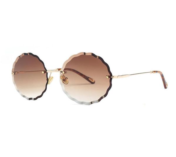 

frameless cutting lenses round sunglasses men women brand glasses designer fashion male female flower sunglasses shades fml6695846, White;black