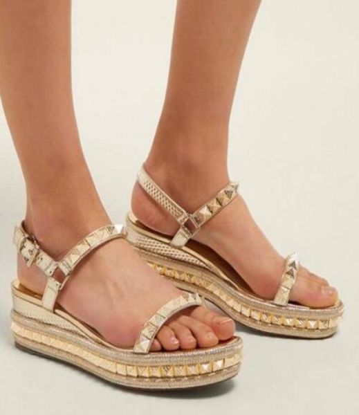 

italy luxey s sandals women heels flat s pyraclou 60 spiked metallic textured-leather wedge sandal lady wedding dress part1559957, Black