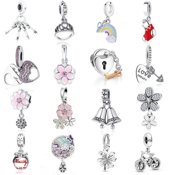 

new 925 sterling silver cross love heart mom charm pink gold enamel bead fits bracelet diy for women jewelry accessories no.0124115921, Bronze;silver