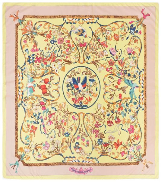 

big size square ethnic print silk shawls ladies new fashion humming bird pattern echarpe femme yellow twill vintage shawls dropshi7724050, Blue;gray