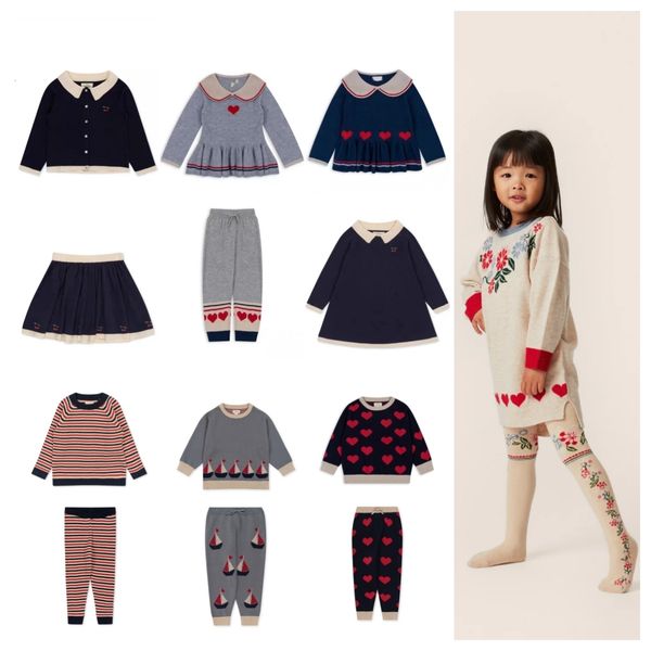 

girl s dresses girls knitted dress 23 fall winter ks boys sweater pants suit navy striped kids pajamas 230906, Red;yellow