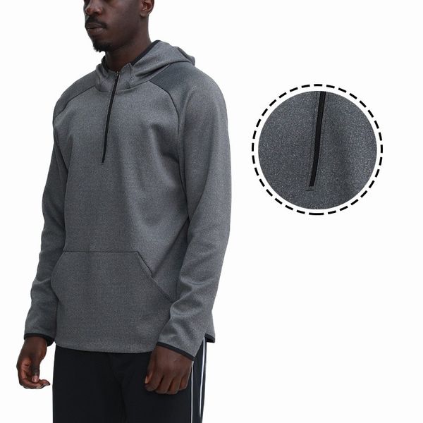 

lu men hoodies outdoor pullover sports long sleeve yoga wrokout outfit mens loose jackets sweater training fitness clothes training 372#, Black