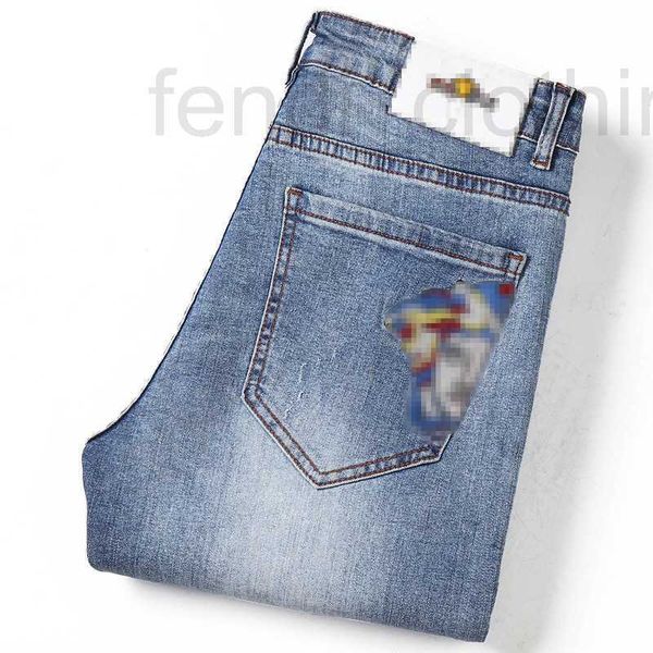 

men's jeans designer official website treasure 2021 autumn new embroidered with micro elastic feet pants sbrd, Blue