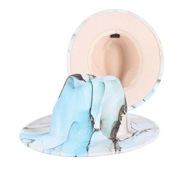 

new tiedyed fedora hat for women men felted jazz cap outdoor sports sunproof sun protection hat party performance chapeau1579444, Blue;gray