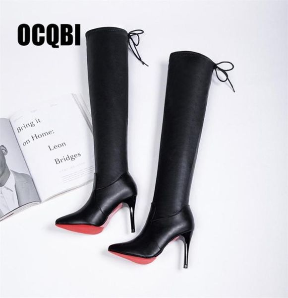 

2019 women shoes boots high heels over the knee boots leather fashion beauty ladies long bootie size 3539 lj2012145740328, Black