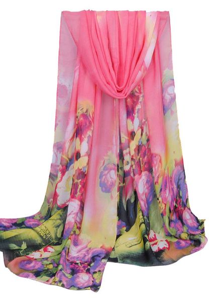 

fashion floral printed scarf women long soft wrap scarf shawl 2019 summer beach hijab ladies chiffon scarves foulard femmeh208499685, Blue;gray
