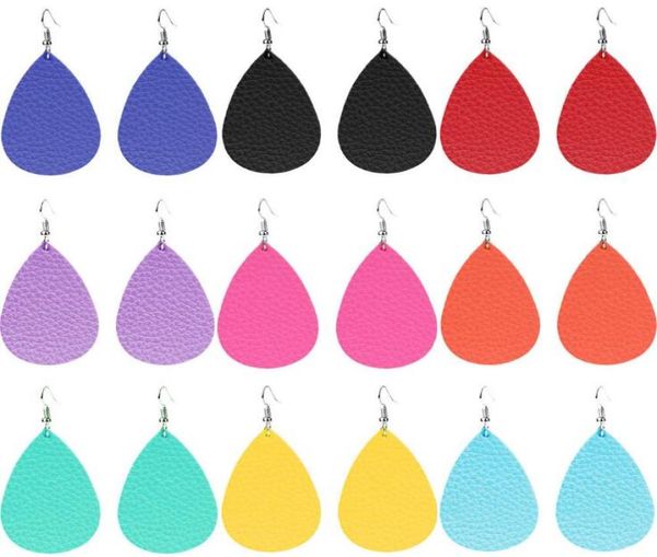 

selling bright color pu leather big water drop dangle earrings bohemia statement big teardrop pu leather earrings jewelry whol7271033, Silver