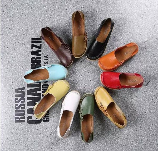 

2018 whole 20 colors outdoor genuine leather doug shoes woman loafers new flat with soft bottom casual shoes female ladies lei8115979, Black