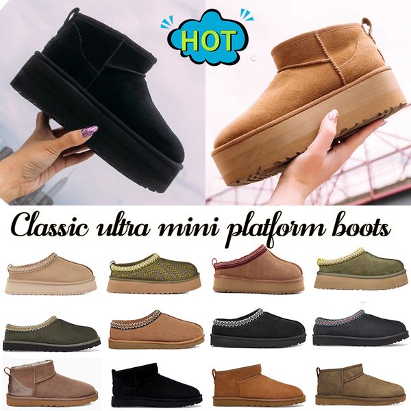 

designer snow boots australia women tasman slippers platform tazz classic ultra mini boot maxi mustard seed suede fur slides men winter shee, Black