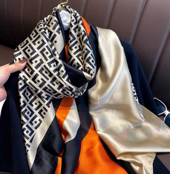 

scarves luxury brand 2022 silk scarf women large scarves pashmina hijab foulard echarpe design print lady beach stola head scarves4035196, Blue;gray