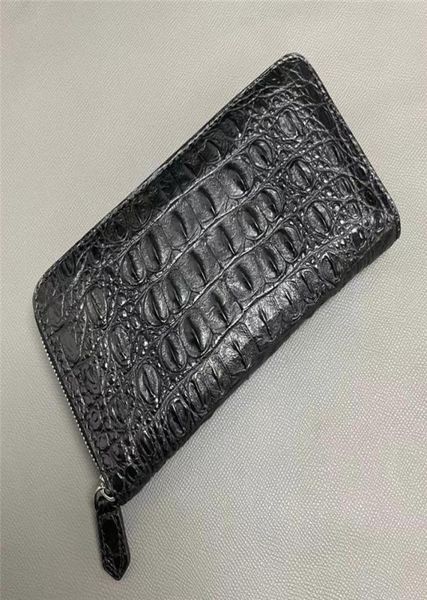 

exotic genuine crocodile skin men039s long card holders zip wallet authentic real true alligator leather male small clutch purs3357886, Red;black