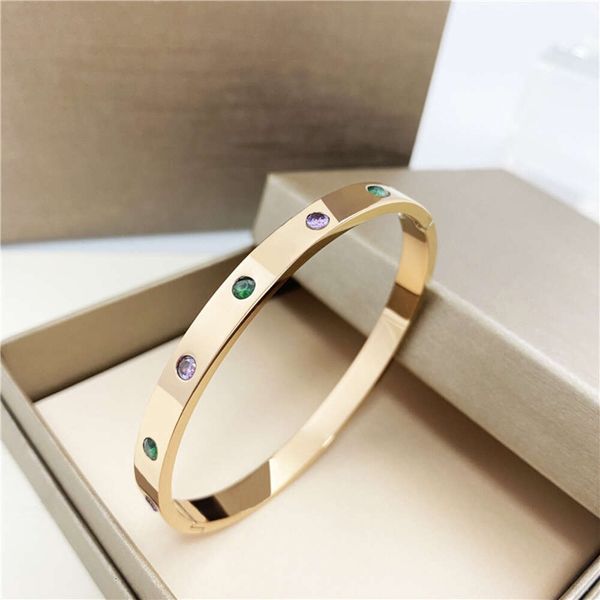 

bracelet designer bracelet color diamond titanium steel stainless steel plated thick gold glossy fashion bracelet chain, Black