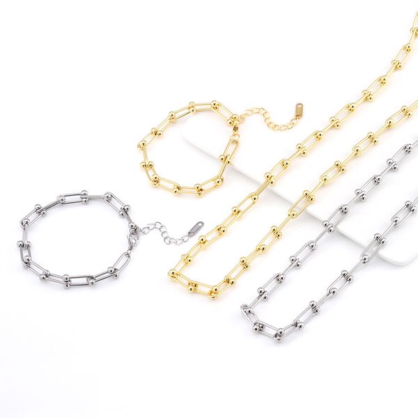 

fashion design horse shoe u shape chain necklace bracelet for women gift, Silver