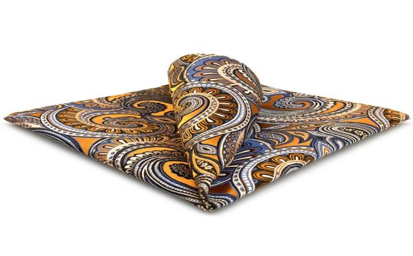 

kh6 paisley floral gold yellow blue handkerchief mens ties jacquard woven pocket square suit gift3573074, Blue;white