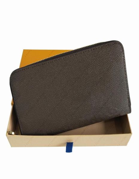 

whole fashion men women zip purse card holders wallet brown grid long style coin pocket with box 20cm7527469, Red;black