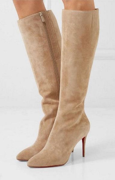 

winter brown black leather wedding party shoes red dress bottom boot for women shoess eloise botta knee boots waterproof platform 5610916