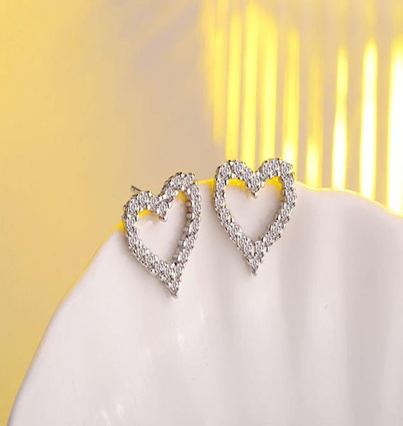 

fashioncute 925 sterling silver earrings stud heart shape earring for women sweet fashion wedding jewelry accessorie5630654, Golden;silver
