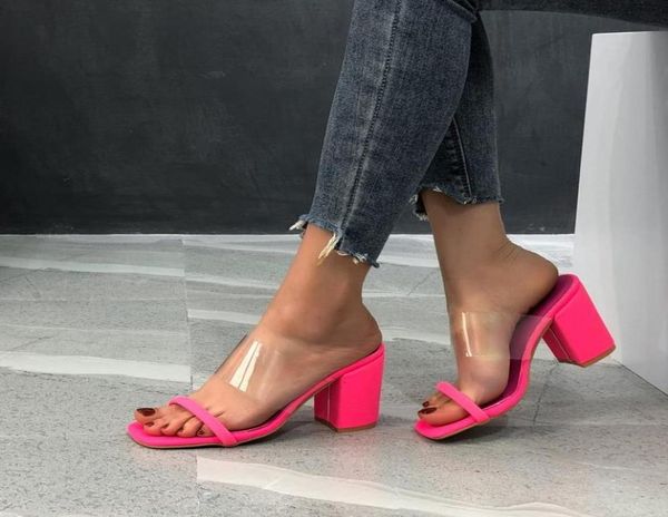 

summer women039s highheeled sandals 2021 new transparent large thick heel women039s slippers fashion casual shoes platform2704598, Black