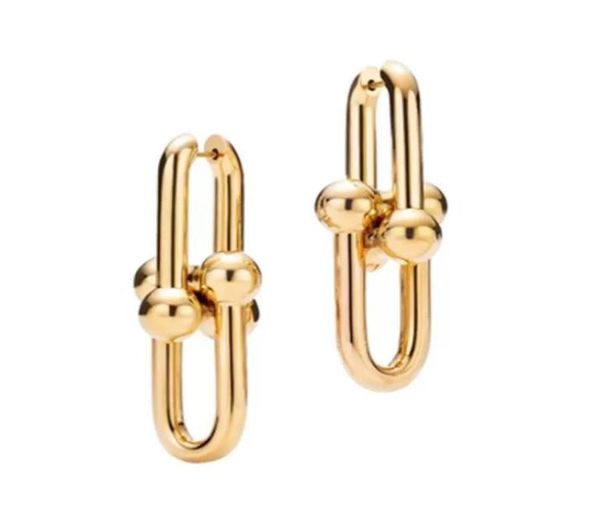 

women new stainless steel stud earring design chain link earrings ear hook wedding party jewelry5768814, Golden;silver