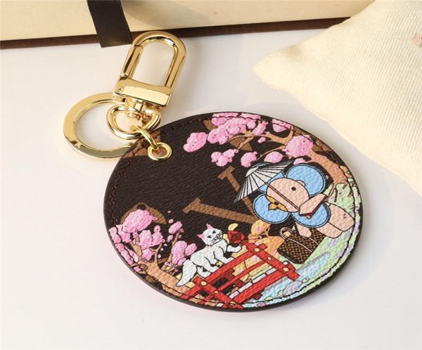 

leather round keychains designer key chains men women couple portachiavi carabiner lover car keychain bags pendant keyrings buckle8180054, Silver