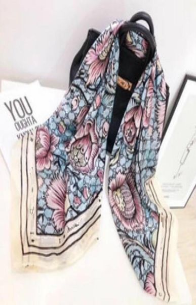 

2020 summer scarf famous design pattern women039s gift scarf 100 silk long scarf size 180x90cm c17918483, Blue;gray
