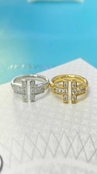 

midi rings ring designer jewelry double t 925 sterling silver open 18k rose gold couple versatile light luxury female gift4802438