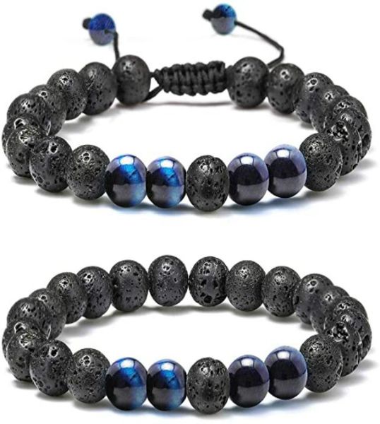 

yoga 8mm lava rock beaded strands bracelet tiger eye turquoise essential oil diffuser beads bracelets for women men fashion jewelr1549937, Silver