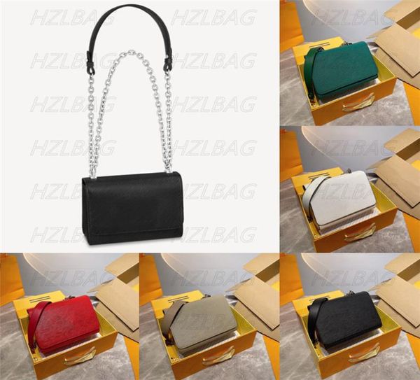 

designer m80836 pm chain bag black green grained epi leather wave base sliding chains strap purse wallet flap classic bags t2799126, Brown;gray