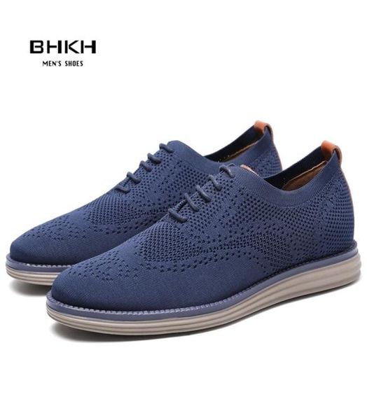 

bhkh breathable knitted mesh lightweight smart casual office work footwear men shoes 2208048671546, Black