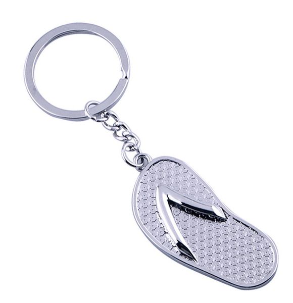 

fashion simple keychain shoe flip flops slipper loafer keychain jewelry unique design fashion keyring gift key chain ring3873324, Silver