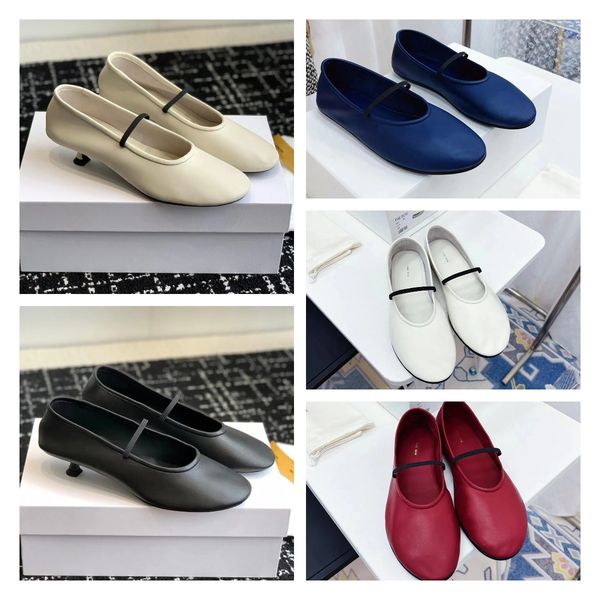 

designe ava leather ballet flat sandal luxury women fashion leisureflat sole sandals sheepskin canal retro soft ballet shoe, Black