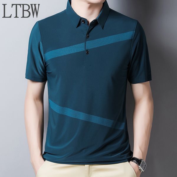 

men's polos striped polo shirt men solid color lapel tshirt formal office business uniform summer casual breathable short sleeve 230905, White;black