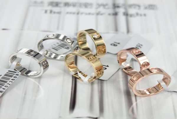 

quality titanium steel silver rose gold couple ring lovers rings for women and men jewelry wedding rings no original box2009097