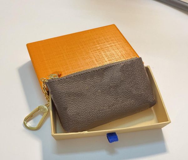 

luxury designer keychain fashion womens mini wallet genuine leather men coin purse color wallets holder9593450, Silver