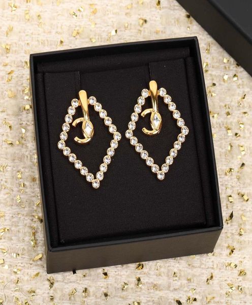 

2023 luxury quality charm stud earring heart shape brooch with diamond large size have stamp box in 18k gold plated ps7529a4434203, Golden