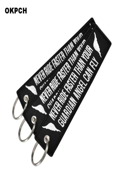 

fashion motorcycle keychain car key rings never drive faster than your guardian angel can fly4626954, Silver
