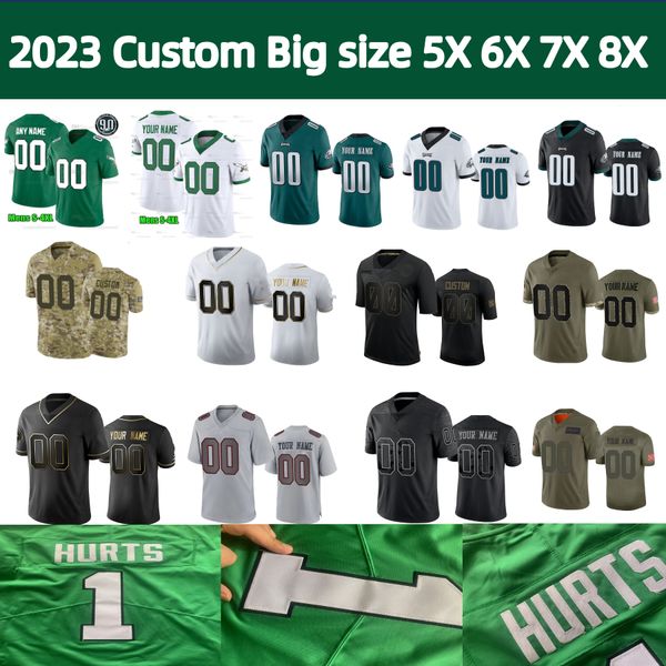 

s-8xl kelce jalen hurts football jersey aj brown kelly green devonta smith brian dawkins nolan haason reddick darius slay d'andre swift, Black;red
