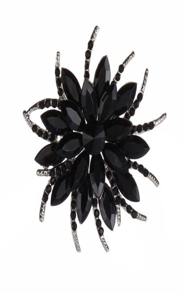 

luxury bijoux large crystal rhinestone flowers brooches epoxy corsage wedding broach bouquet hijab pin broches party women9921180, Gray